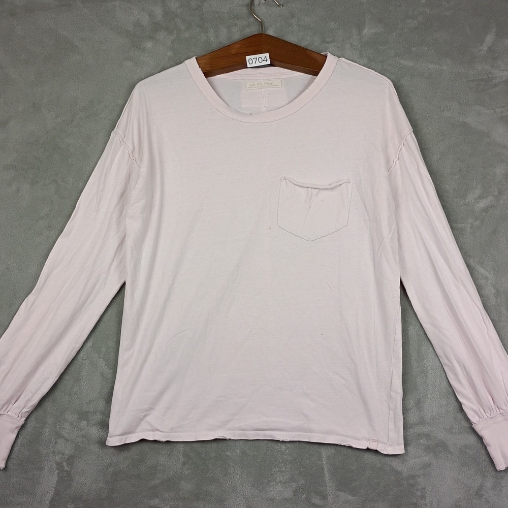 We The Free Long Sleeve Shirt Womens Medium Pink Pocket Tee Boho Cotton